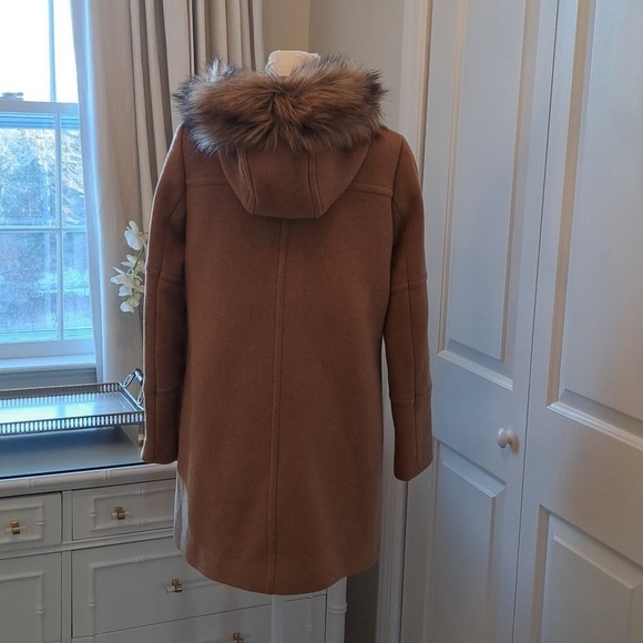 J.Crew Womens Chateau Italian Stadium Cloth Acorn Brown Wool Blend Hooded Coat 6 - Picture 3 of 9